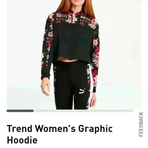 Puma Floral Cropped Hoodie - Picture 1 of 5